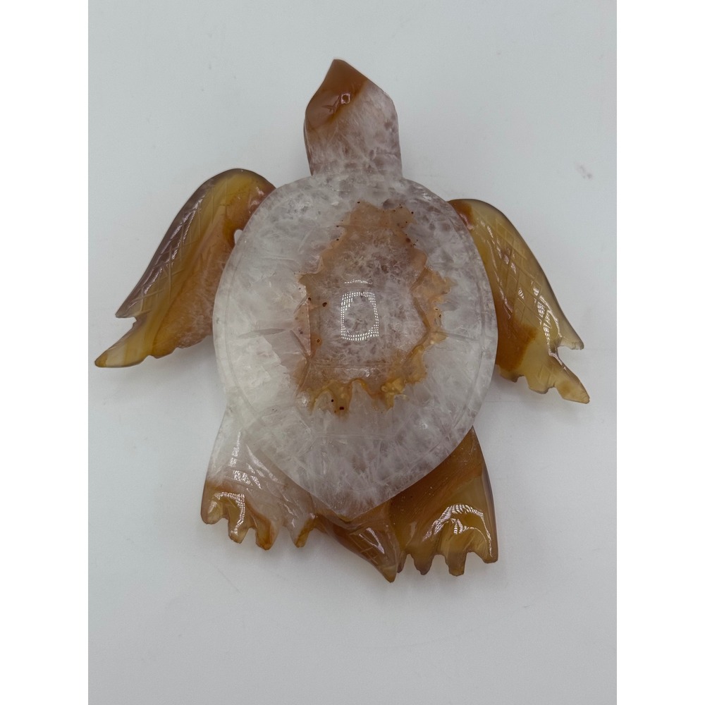Natural Agate Turtle Figurine Hand Carved Crystal Sea Turtle Sculpture